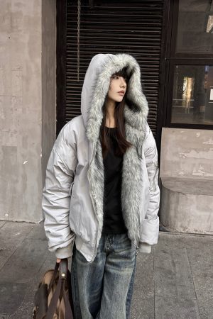 Women's Thick Hooded Fur Collar Coat - Winter Cotton Jacket, Stylish American Flight Design for Men and Women