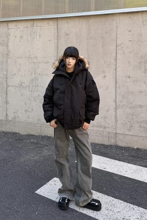 Women's Thick Hooded Parka with Fur Collar - 2025 Winter Jacket in American Style, Unisex Cotton Coat for Cold Weather