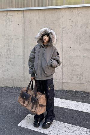 Women's Thick Hooded Parka with Fur Collar - 2025 Winter Jacket in American Style, Unisex Cotton Coat for Cold Weather