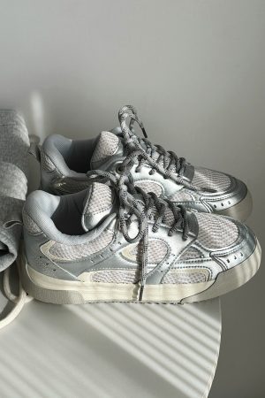 Women's Thick-Soled White Mesh Sneakers - Versatile American Style for Spring 2025 - Casual Y2K Student Footwear