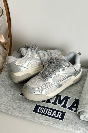 Women's Thick-Soled White Mesh Sneakers - Versatile American Style for Spring 2025 - Casual Y2K Student Footwear