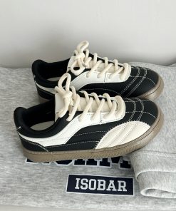 Women's Thick-Soled White Panel Shoes, 2025 Spring Versatile Niche Footwear, Soft Style for Casual and Trendy Looks