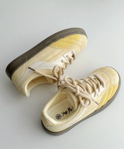 Women's Thick-Soled White Panel Shoes, 2025 Spring Versatile Niche Footwear, Soft Style for Casual and Trendy Looks