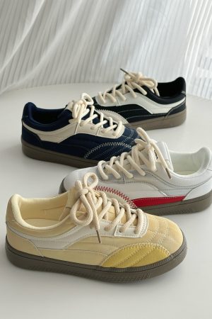 Women's Thick-Soled White Panel Shoes, 2025 Spring Versatile Niche Footwear, Soft Style for Casual and Trendy Looks
