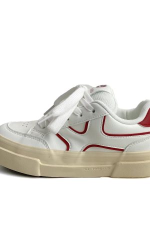 Women's Thick-Soled White Sneakers - Versatile American-style Casual Sports Shoes for Spring 2025, Perfect for Skate and Everyday Wear