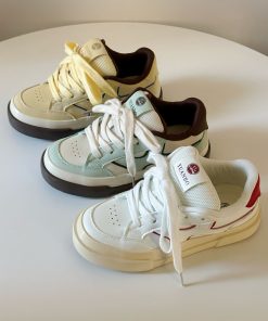 Women's Thick-Soled White Sneakers - Versatile American-style Casual Sports Shoes for Spring 2025, Perfect for Skate and Everyday Wear