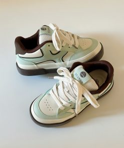 Women's Thick-Soled White Sneakers - Versatile American-style Casual Sports Shoes for Spring 2025, Perfect for Skate and Everyday Wear