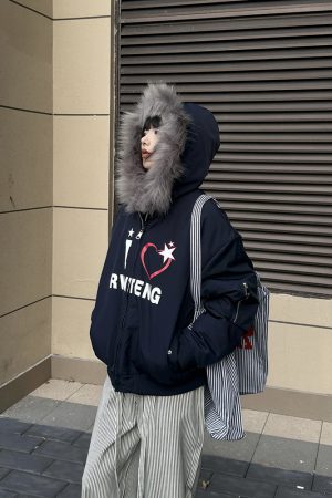Women's Thickened Fur Collar Hooded Coat, Trendy American Style Cotton Jacket, Winter Fashion, Couples' Outerwear