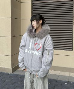 Women's Thickened Fur Collar Hooded Coat, Trendy American Style Cotton Jacket, Winter Fashion, Couples' Outerwear