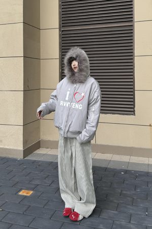 Women's Thickened Fur Collar Hooded Coat, Trendy American Style Cotton Jacket, Winter Fashion, Couples' Outerwear