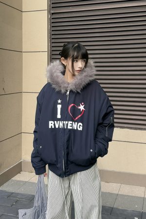 Women's Thickened Fur Collar Hooded Coat, Trendy American Style Cotton Jacket, Winter Fashion, Couples' Outerwear