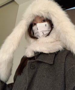 Women's Thickened Plush Hat and Scarf Set, Warm Fleece Neck Gaiter, Cute Winter Ear Protection, Cozy Two-Piece Accessory Set