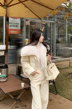Women's Thickened Protein Leather Down Jacket - Designer Outerwear for Autumn and Winter, Chic and Warm