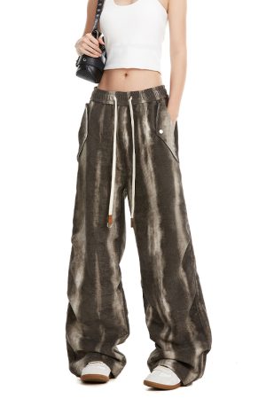 Women's Tie-Dye Cargo Pants - Trendy Hip-Hop Wide-Leg Straight Design for American High Street & Jazz Dance Styles