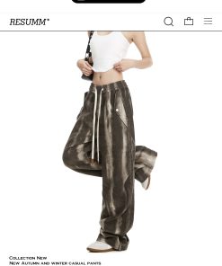 Women's Tie-Dye Cargo Pants - Trendy Hip-Hop Wide-Leg Straight Design for American High Street & Jazz Dance Styles