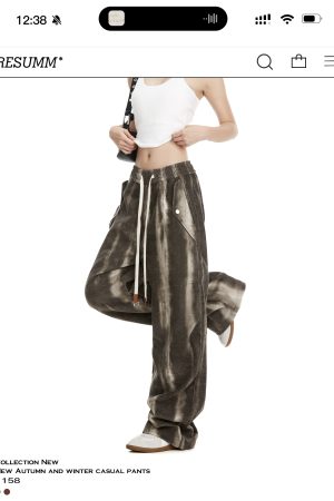 Women's Tie-Dye Cargo Pants - Trendy Hip-Hop Wide-Leg Straight Design for American High Street & Jazz Dance Styles
