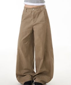 Women's Trendy American Style Wide Leg Casual Pants - Loose Fit Flattering Straight Leg Trousers for Effortless 90s-Inspired Look