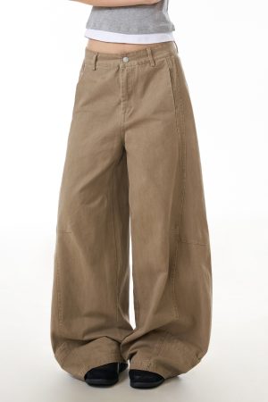 Women's Trendy American Style Wide Leg Casual Pants - Loose Fit Flattering Straight Leg Trousers for Effortless 90s-Inspired Look