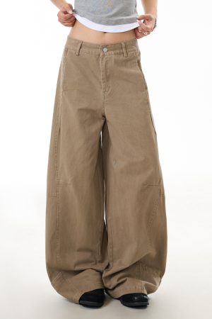 Women's Trendy American Style Wide Leg Casual Pants - Loose Fit Flattering Straight Leg Trousers for Effortless 90s-Inspired Look