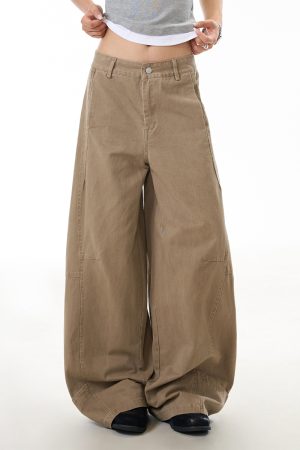 Women's Trendy American Style Wide Leg Casual Pants - Loose Fit Flattering Straight Leg Trousers for Effortless 90s-Inspired Look