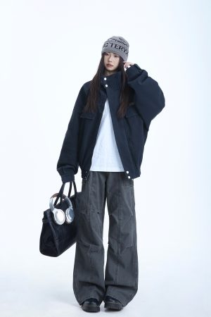 Women's Vintage American-Style Canvas Work Jacket with Stand Collar - 2025 Spring New Arrival, Clean Fit Design
