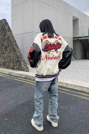 Women's Vintage Baseball Jacket - Legal Alien Thick Loose Winter Coat, Trendy American Style Outerwear for Men, Y2K Fashion