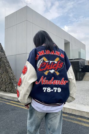 Women's Vintage Baseball Jacket - Legal Alien Thick Loose Winter Coat, Trendy American Style Outerwear for Men, Y2K Fashion