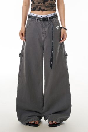Women's Vintage Casual Tie Pants - American Vintage Design, Loose Straight Fit, Long Work Pants for Effortless Style
