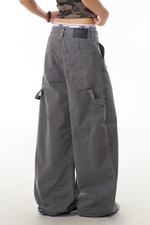 Women's Vintage Casual Tie Pants - American Vintage Design, Loose Straight Fit, Long Work Pants for Effortless Style