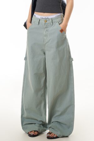 Women's Vintage Casual Tie Pants - American Vintage Design, Loose Straight Fit, Long Work Pants for Effortless Style