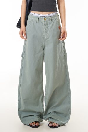 Women's Vintage Casual Tie Pants - American Vintage Design, Loose Straight Fit, Long Work Pants for Effortless Style