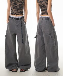 Women's Vintage Casual Tie Pants - American Vintage Design, Loose Straight Fit, Long Work Pants for Effortless Style