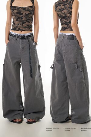 Women's Vintage Casual Tie Pants - American Vintage Design, Loose Straight Fit, Long Work Pants for Effortless Style