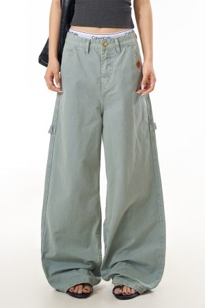Women's Vintage Casual Tie Pants - American Vintage Design, Loose Straight Fit, Long Work Pants for Effortless Style