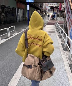 Women's Vintage Heavy Embroidery Hooded Sweatshirt - Thick Zipper Cardigan Jacket for Autumn Winter - Trendy American Style