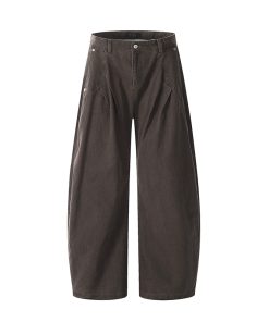 Women's Vintage Pleated Straight Leg Work Pants with Curved Design - Slim Fit Wide Leg Casual Trousers for 90s Inspired Style