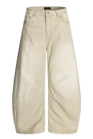 Women's Vintage Washed Straight-Leg Jeans - Loose-Fitting Casual Pants for 90s Style Fashion