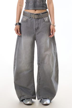 Women's Vintage Washed Straight-Leg Jeans - Loose-Fitting Casual Pants for 90s Style Fashion