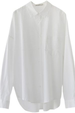 Women's White Cotton Long Sleeve Blouse, Stylish Korean Design, Versatile Spring Autumn Fashion 2025