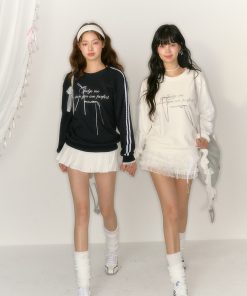 Women's White Round Neck Sweatshirt - Casual Long Sleeve Hoodless Jacket for Spring & Autumn, American Lazy Style Fashion