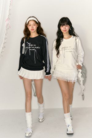 Women's White Round Neck Sweatshirt - Casual Long Sleeve Hoodless Jacket for Spring & Autumn, American Lazy Style Fashion