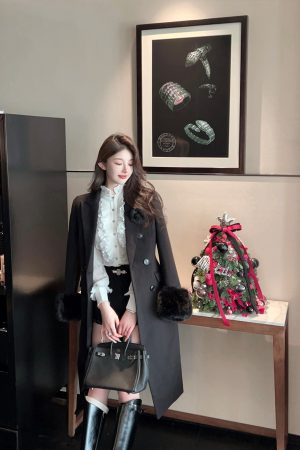 Women's White Satin Blouse with Stand Collar, Ruffled Long Sleeves - Autumn Winter French Style Shirt