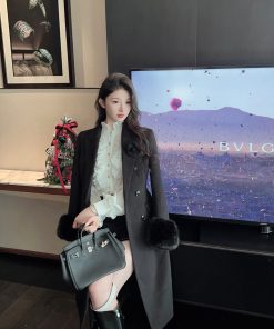 Women's White Satin Blouse with Stand Collar, Ruffled Long Sleeves - Autumn Winter French Style Shirt