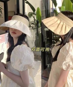 Women's Wide Brim Sun Hat, Open-Top UV Protection Beach Hat for Spring and Summer Outdoor Style