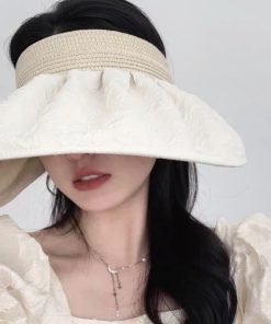 Women's Wide Brim Sun Hat, Open-Top UV Protection Beach Hat for Spring and Summer Outdoor Style