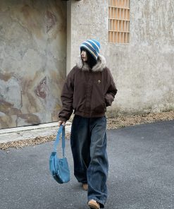 Women's Winter Fur Collar Parka - Thick Warm Cotton Coat for Couples - American High Street Style Jacket