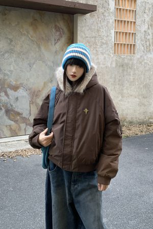 Women's Winter Fur Collar Parka - Thick Warm Cotton Coat for Couples - American High Street Style Jacket