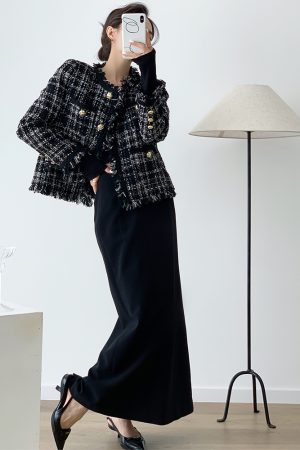 Women's Winter White Duck Down Jacket - Luxury Woolen Coat with Tassels, Small Size, Coarse Tweed Design, Elegant Outerwear