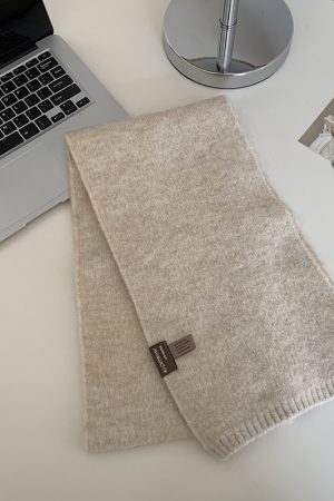 Women's Wool Blend Solid Color Knitted Scarf - Versatile Imitation Cashmere Winter 2025 Korean Style Warm Neck Accessory