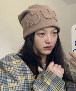 Women's Wool Knit Hat - Versatile Autumn/Winter Warm Cap, Face-Shaping Design, Korean Style, Trendy for Couples